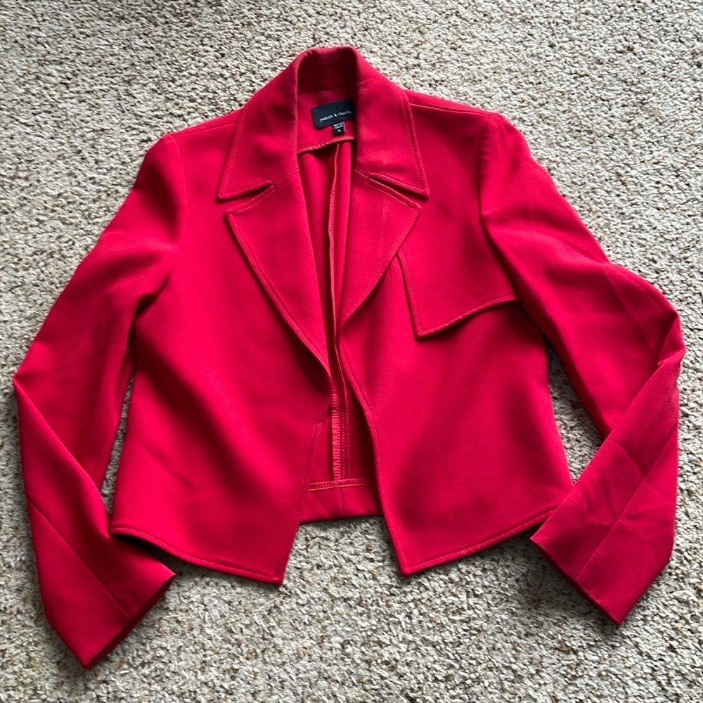 Judith and Charles bright red cropped length blazer size 4